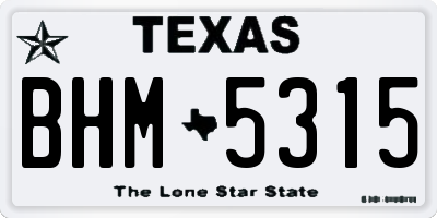 TX license plate BHM5315