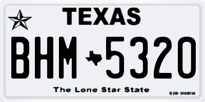 TX license plate BHM5320