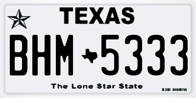 TX license plate BHM5333