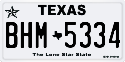 TX license plate BHM5334