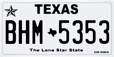 TX license plate BHM5353