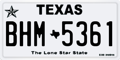 TX license plate BHM5361