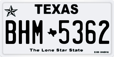 TX license plate BHM5362