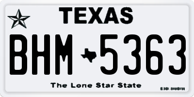 TX license plate BHM5363
