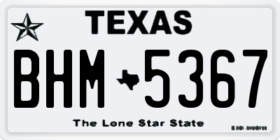 TX license plate BHM5367