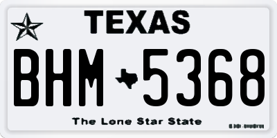 TX license plate BHM5368