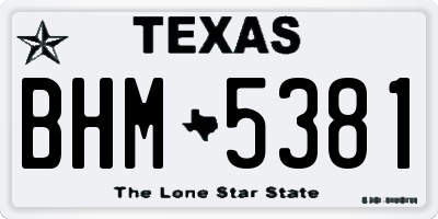 TX license plate BHM5381
