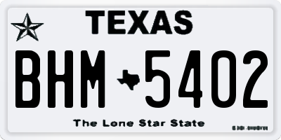 TX license plate BHM5402