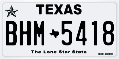 TX license plate BHM5418