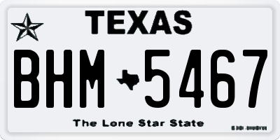 TX license plate BHM5467