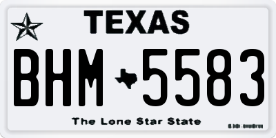 TX license plate BHM5583