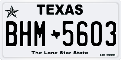 TX license plate BHM5603