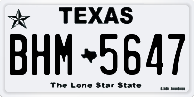 TX license plate BHM5647