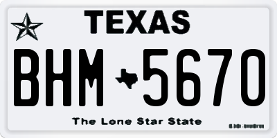 TX license plate BHM5670