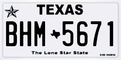 TX license plate BHM5671