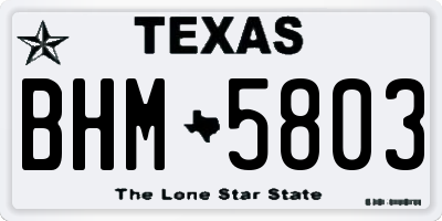 TX license plate BHM5803