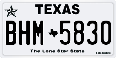 TX license plate BHM5830