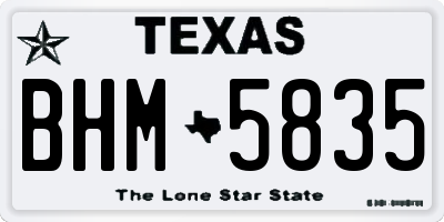 TX license plate BHM5835