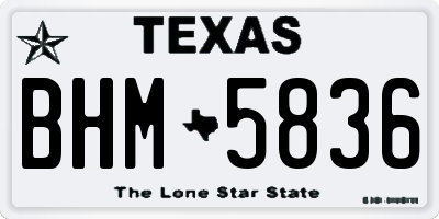 TX license plate BHM5836