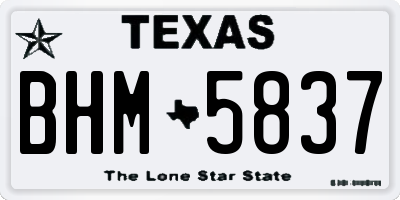 TX license plate BHM5837