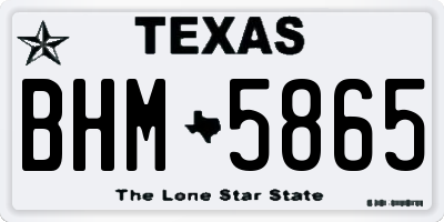 TX license plate BHM5865
