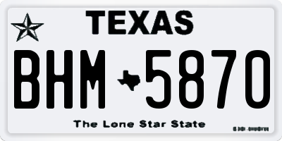 TX license plate BHM5870
