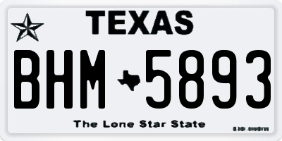 TX license plate BHM5893