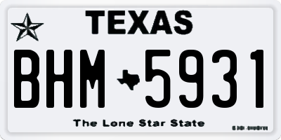 TX license plate BHM5931