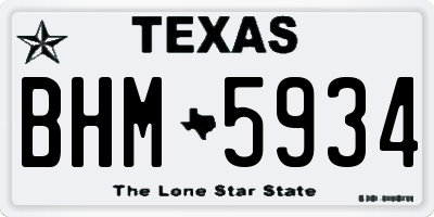 TX license plate BHM5934