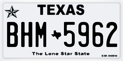 TX license plate BHM5962
