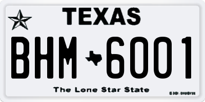 TX license plate BHM6001