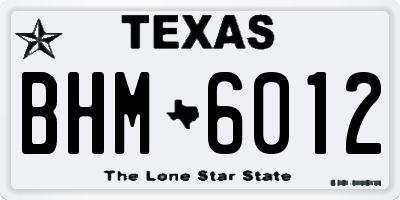 TX license plate BHM6012