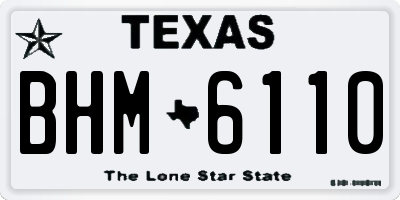 TX license plate BHM6110