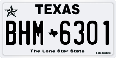 TX license plate BHM6301