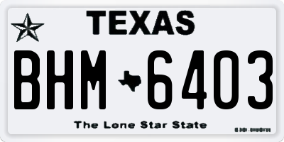 TX license plate BHM6403