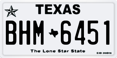 TX license plate BHM6451