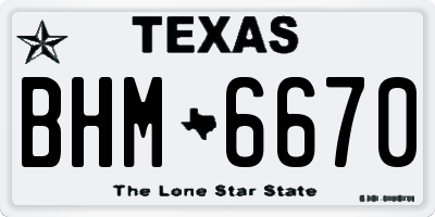 TX license plate BHM6670