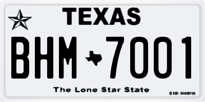 TX license plate BHM7001