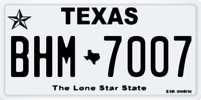 TX license plate BHM7007