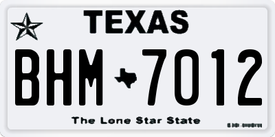 TX license plate BHM7012