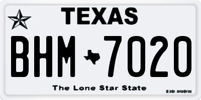 TX license plate BHM7020