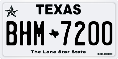 TX license plate BHM7200