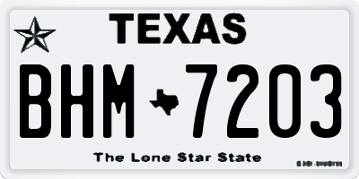 TX license plate BHM7203