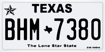 TX license plate BHM7380