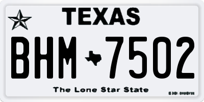 TX license plate BHM7502