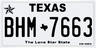 TX license plate BHM7663