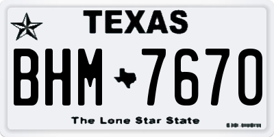 TX license plate BHM7670