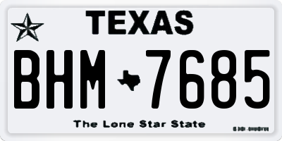 TX license plate BHM7685