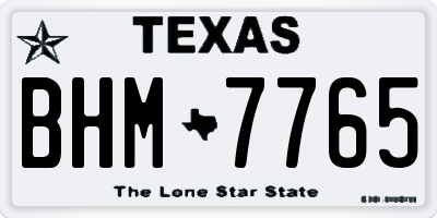 TX license plate BHM7765