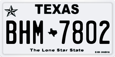 TX license plate BHM7802